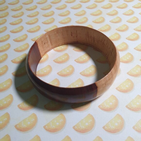 Wooden Two Tone Handcrafted Bracelet Natural Finish Women Beach Core Bangle - Picture 1 of 4
